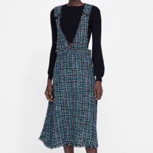 Zara Tweed Overall Dress NWT